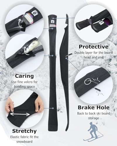 MONS Snow Skis Protection Fabric Sleeve Cover Wide Open Easy Pack M