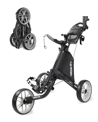 Caddytek EZ-Fold 3-Wheel Golf Push Cart - Dark Grey, Lightweight & Compact