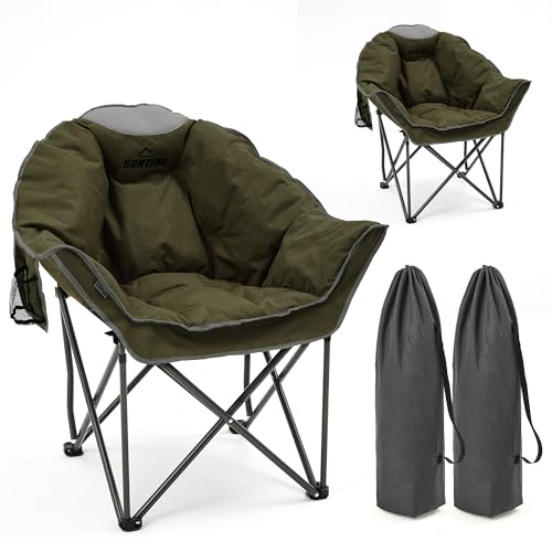 Outdoor Living Suntime Oversized Padded Camping Chair Set - Army Green, 2 Pack