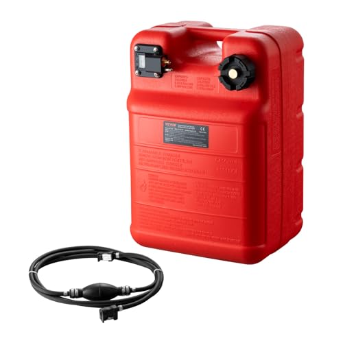 VEVOR 6.34-Gallon Marine Fuel Tank with 9.8ft Hose, Gauge, Portable for Outboard, Yacht, Fishing