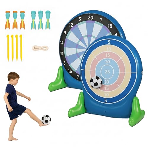 Hearthsong 57-Inch Inflatable 2-in-1 Soccer and Darts Game Set with Scoreboard