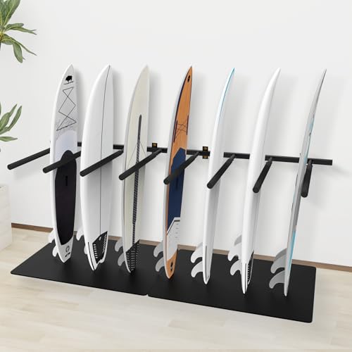 Neorexon Surfboard Wall Mount Rack 8 Arms - Safe Vertical Storage with Soft Sponge Sleeves