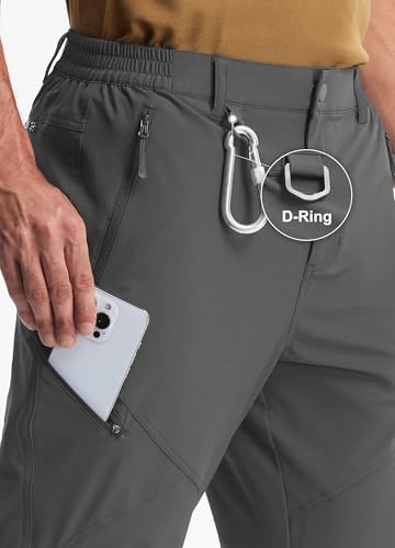 Libin Men's Hiking Pants 34W x 30L Quick Dry Stretch Travel Trousers - Grey