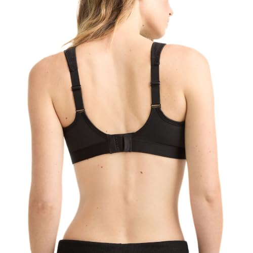 Women's High-Impact Sports Bra 36D Black - Maximum Support & Breathable Moisture-Wicking Fabric