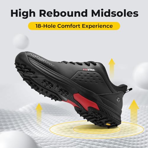 FitVille Extra Wide Men's Golf Shoes V5 - 10.5 Wide Jet Black