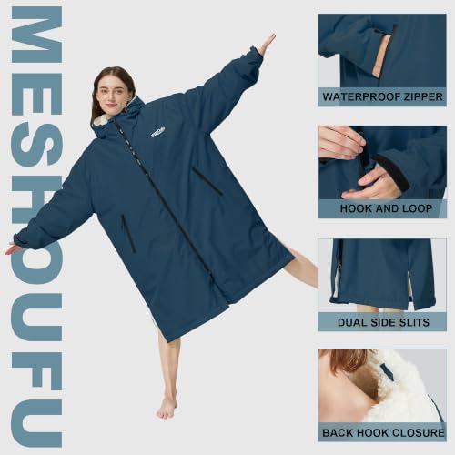 Adult Waterproof Hooded Swim Parka - Dark Navy X-Large Waterproof Swimming Jacket