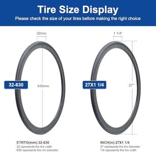 27x1 1/4 Road Bike Tire and Inner Tube with Tire Levers - Durable Commuter Set