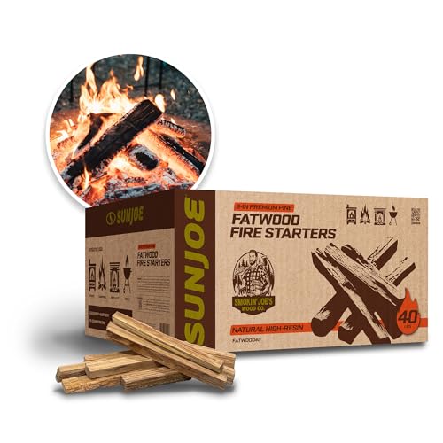 Sun Joe 40 lb Fatwood Fire Starter Sticks - All-Natural Pine for Indoor & Outdoor Fires