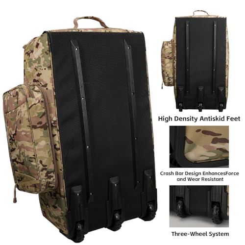 Goloni Camo 120L Heavy Duty 3-Wheel Rolling Duffle Bag for Travel & Outdoor