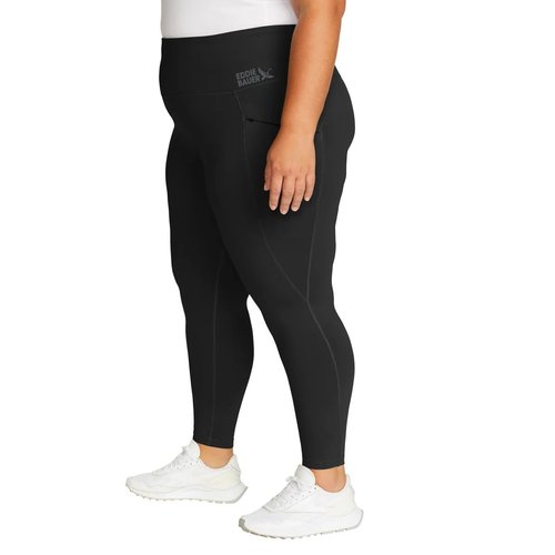 Eddie Bauer Women's Comfort Stretch Moisture Wicking Trail Legging Tight with Pockets (US, Alpha, Large, Regular, Regular, Black)