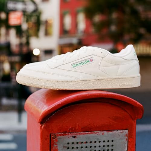 Reebok Mens Club C 85 Vintage Tennis Sneakers - Top Chalk / Paperwhite / Glen Green - Size 7-15