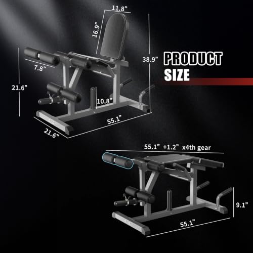 Z ZHICHI 2-in-1 Leg Curl & Extension Machine for Home Gym, Adjustable Calf & Thigh Workout Equipment