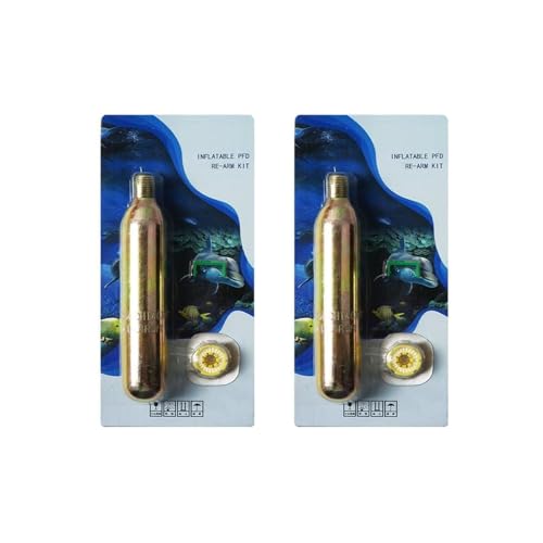 2 Pack 33 Gram CO2 Cartridges for Inflatable Life Jackets - Buoyancy Rearming Kit