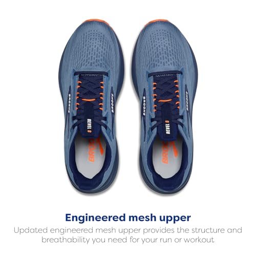 Brooks Men’s Revel 8 Running Shoe - Blue/Blue/Orange, Size 9