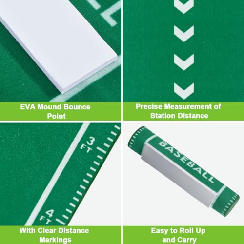 JOSTZHXIN Green Softball Pitching Mat 10x3FT Non-Slip Training Pad for Youth Baseball & Softball