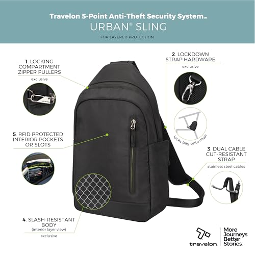 Travelon Anti-Theft Urban Sling Bag - Black, One Size