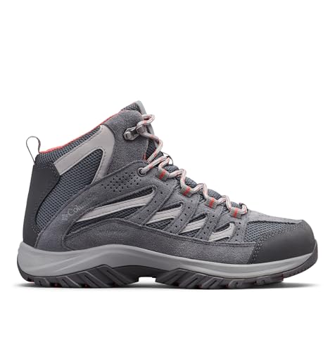 Women's Waterproof Hiking Boots - Columbia Crestwood Mid, Size 7.5, Graphite/Daredevil