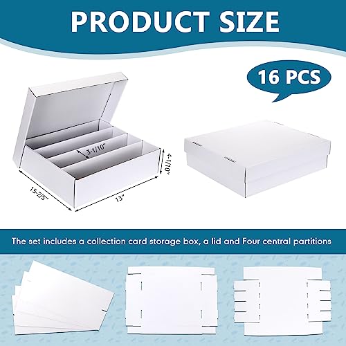 White Trading Card Storage Box Set 16 Packs 3200 Count with Dividers