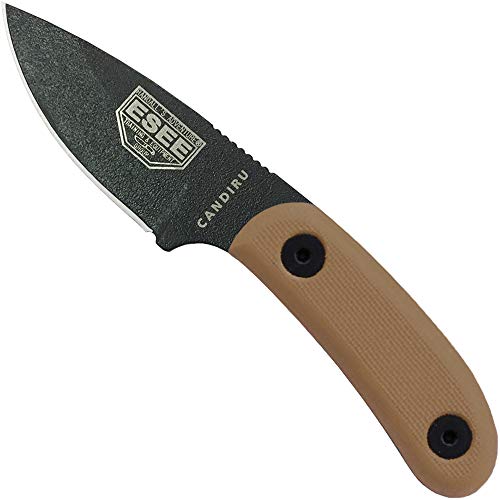 ESEE Candiru Black Survival Knife with Handle and Polymer Sheath - Coyote Brown G10 Variant