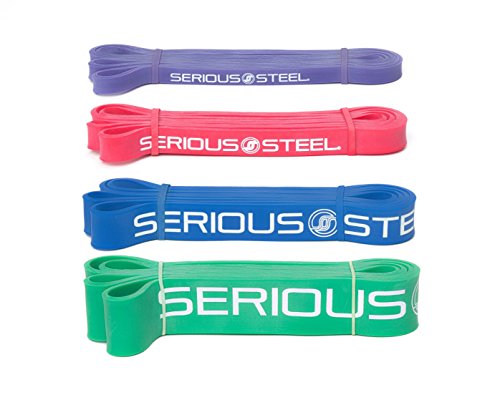 Serious Steel 41" Resistance Band Set with 4 Levels for Pull-Ups & Training