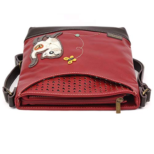 CHALA Sweet Messenger Mid Size Shoulder Purse with Adjustable Strap - Burgundy (Slim Cat Variant)