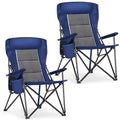 Oversized Camping Chair with High Back & Storage - Navy Blue