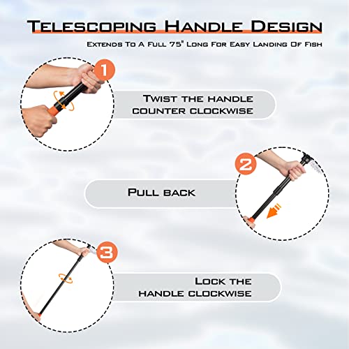 KastKing Brutus 75" Extendable Silicone Landing Net with Foldable Handle