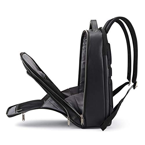 Samsonite Classic Leather Backpack One Size Black Business Travel Laptop Bag