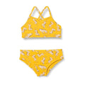 Girls Cross-Back Bikini Set – Quick-Dry Fabric, Small / Golden Yellow Beige Leopard