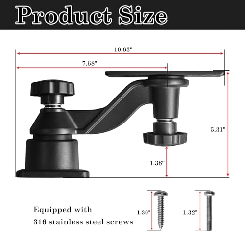 Fish Finder Mount with Heavy Duty Swing Arm - Single Arm for 5-12 Inch Screens Marine Electronics