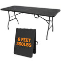 Jynooer 6ft Black Heavy Duty Folding Table Portable Indoor Outdoor