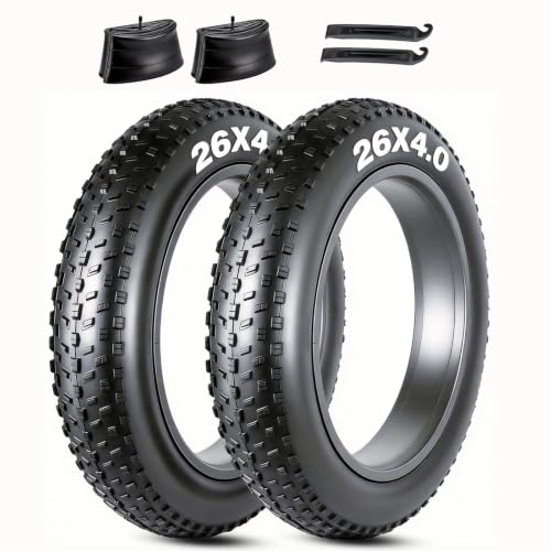 Kulifoo 26x4.0 Off-Road Electric Bike Tires 2 Pack – Fat Tire Mountain & Snow Bike Tubes & Levers Included