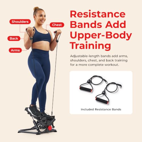 Black Onyx Twist Stair Stepper with Resistance Bands - Compact Home Cardio Equipment