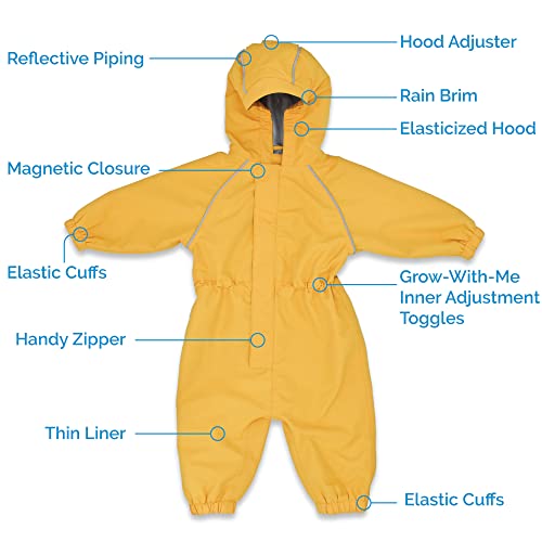 JAN & JUL Toddler Rain Play Suit Thin-Liner Yellow 2T Waterproof Outerwear