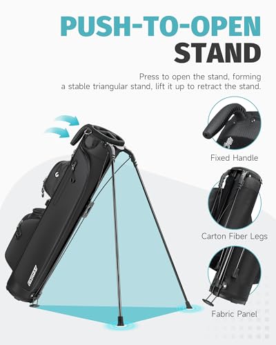 Findway Black 3-Way Lightweight Golf Stand Bag with Stand & Storage