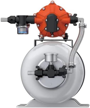 SEAFLO Marine Water Pump - 12V DC 60 PSI 5.5 GPM with 2 Gallon Accumulator Tank | Quiet Operation & 4-Year Warranty