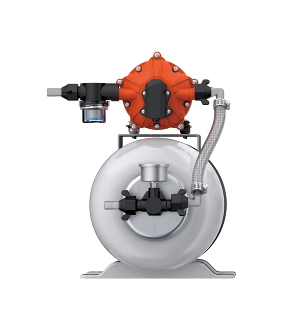 RV Water Pump System with 2 Gallon Accumulator Tank - 12V 5.5 GPM, 60 PSI