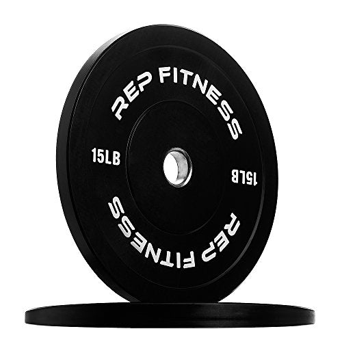 15 lb Rubber Bumper Plates Set - Olympic Standard, Shock Absorbing, Low Bounce