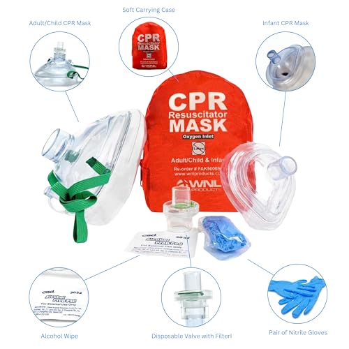 WNL Products 10-Pack CPR Rescue Masks with Soft Case for Adults & Infants