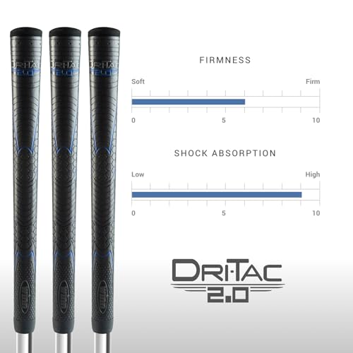 Winn Grips 62DT-JBK Dri-Tac 2.0 Golf Grip Bundle Midsize Black-Blue 13 pcs