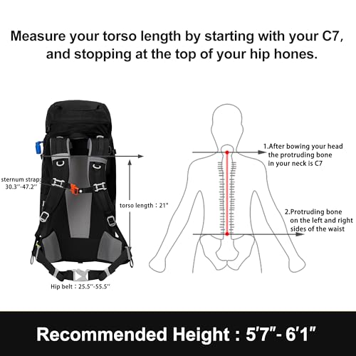 Black 60L Hiking Backpack with Rain Cover - Internal Frame Outdoor Gear