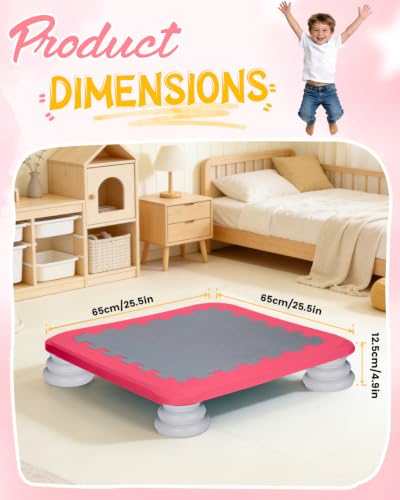Great Kids Red Rectangular 25-Inch Sensory Rebounder Mini Trampoline for Indoor & Outdoor Play