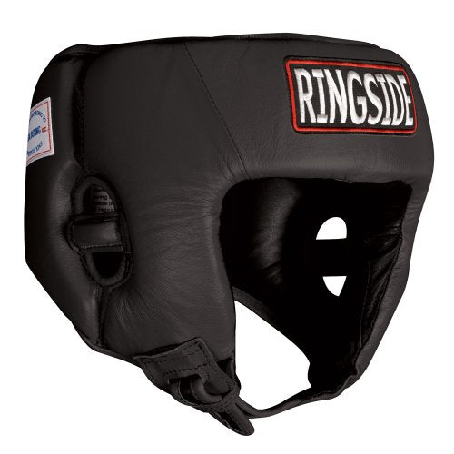 Ringside Large Black Boxing MMA Muay Thai Headgear Without Cheeks - Competition Head Protection