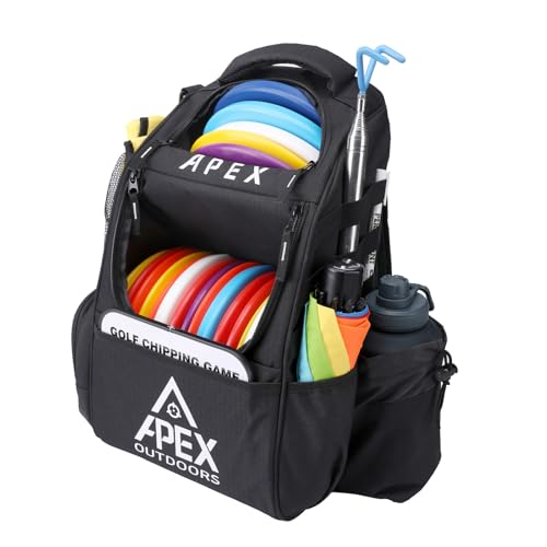 Large Disc Golf Backpack Bag with 21+ Disc Capacity & Multiple Pockets - Black
