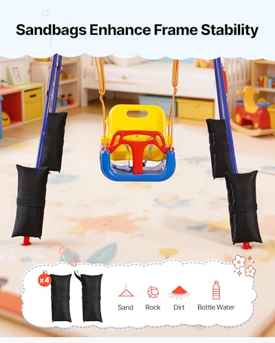 Toddler Swing and Jumper Set with Foldable A-Frame - Orange & Blue Variation