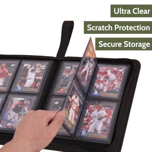 4 Pocket Card Binder Green - Waterproof Toploader Storage for 128 Rigid 3x4 Cards