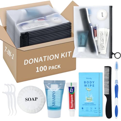 Warmify 100-Pack 7-in-1 Homeless Hygiene Kits - Travel & Donation Ready