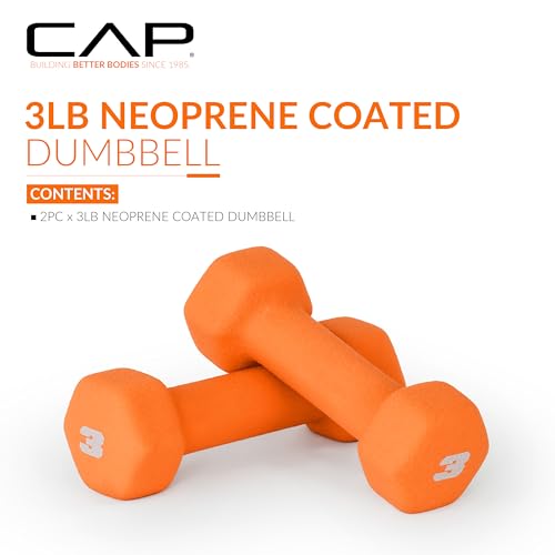 3 lb Neoprene Dumbbell Pair - Color Series, Non-Slip Grip, Hex Design