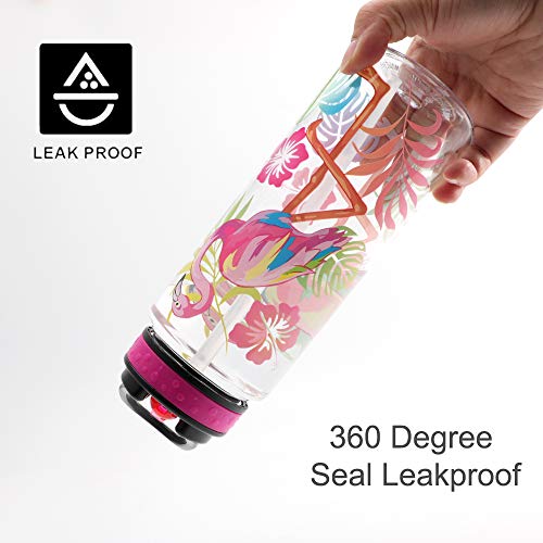 Cute Flamingo Water Bottle for Kids Girls 23oz with Straw - Durable & Leakproof