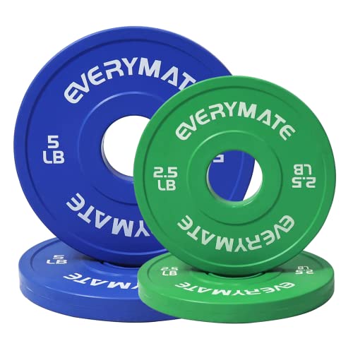 EVERYMATE 15 lb Adjustable Weight Plate Set 2.5 lb + 5 lb Fractional Olympic Bumper Plates